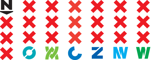 Stadsdeellogo’s met een doorsneden lettersymbool